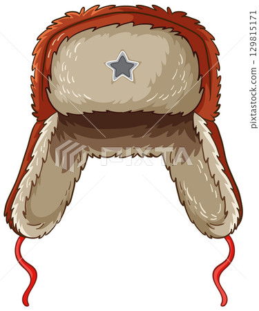 Fur Lined Russian Ushanka Hat with Star Emblem Fur Lined Russian Ushanka Hat with Star Emblem 129815171