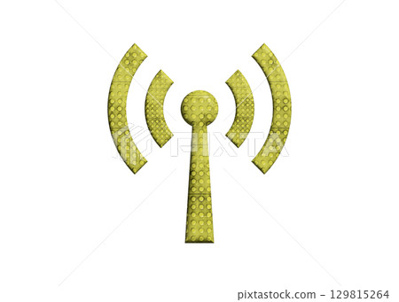 Yellow dot pattern Wi-Fi logo mark radio wave antenna illustration icon pictogram 129815264