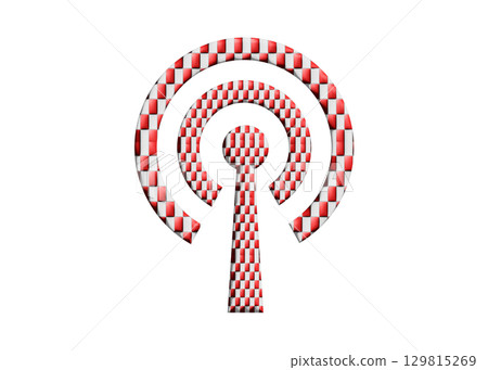 紅白格紋 Wi-Fi 標誌無線電波天線插圖圖示象形圖 紅白格紋 Wi-Fi 標誌無線電波天線插圖圖示象形圖 129815269