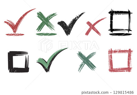 A collection of black and red signs with a red and green marker on it 129815486