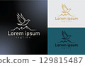 Minimalist Bird and Mountain Logo Modern Symbol for Nature, Travel, or Adventure Branding 129815487