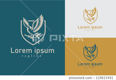 Heraldic Eagle Emblem Elegant Vector Shield Logo for Corporate and Brand Identity 129815491