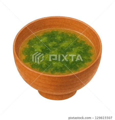 [Sushi] Illustration of miso soup with aosa 129815507