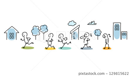 Vector illustration of a running stick figure with background Vector illustration of a running stick figure with background 129815622