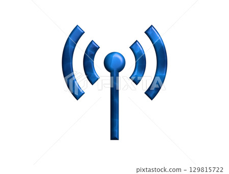 藍色 Wi-Fi 標誌無線電波天線插圖圖示象形圖 藍色 Wi-Fi 標誌無線電波天線插圖圖示象形圖 129815722