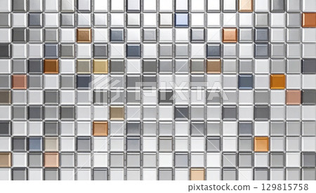 AI圖像：彩色金屬瓷磚背景素材 129815758