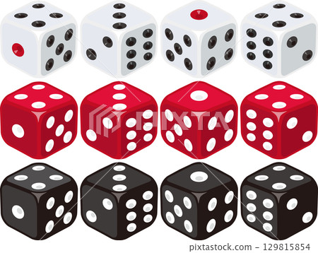 骰子組:白色、紅色和黑色 骰子組:白色、紅色和黑色 129815854
