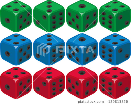 骰子設定綠色、藍色、紅色 129815856