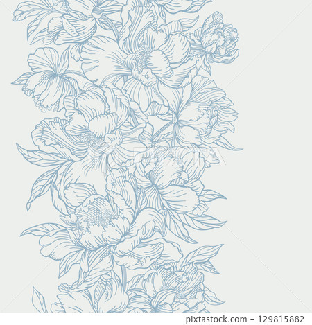 Vertical seamless pattern with peonies. Vertical seamless pattern with peonies. 129815882