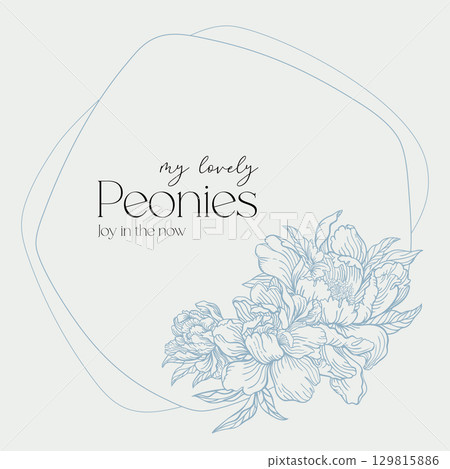 Polygonal frame with floral arrangement 129815886