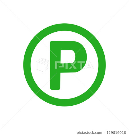 停車圖示 – 圓圈向量中的字母 P 符號・停車 129816018