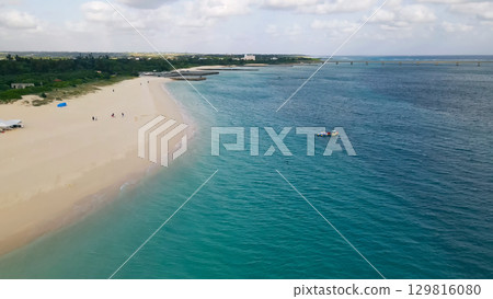 Drone aerial shot of a tropical beach Drone aerial shot of a tropical beach 129816080