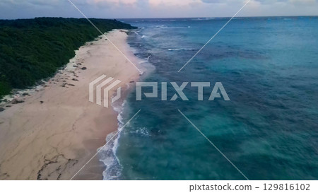Drone aerial shot of a tropical beach 129816102