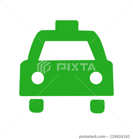 Taxi Icon – Front View of Car Silhouette Vector. 129816191