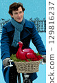 Red Turkey Bicycle Winter Scene 129816237