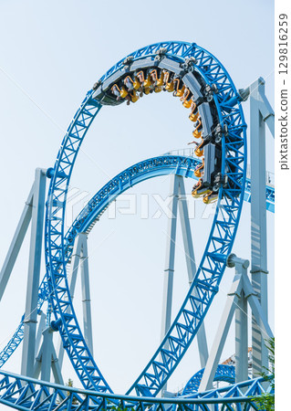 Roller coaster in the amusement park Roller coaster in the amusement park 129816259