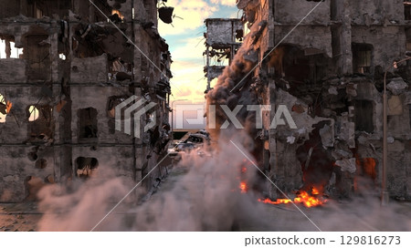 Cityscape under attack 129816273