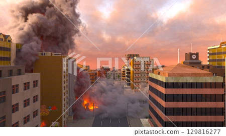 城市景觀遭受攻擊 129816277