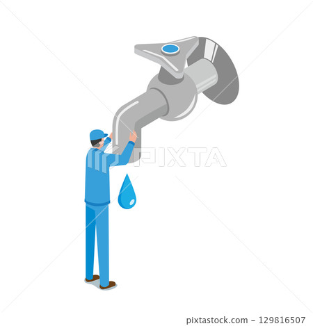 Worker repairing a water leak 129816507