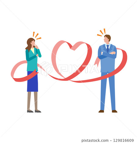 Illustration of a man and woman meeting 129816609