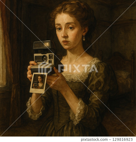 古典女性畫作時空交錯 | 復古油畫風格人物藝術 古典女性畫作時空交錯 | 復古油畫風格人物藝術 129816923