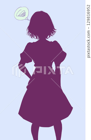 Troubled woman silhouette 129816952