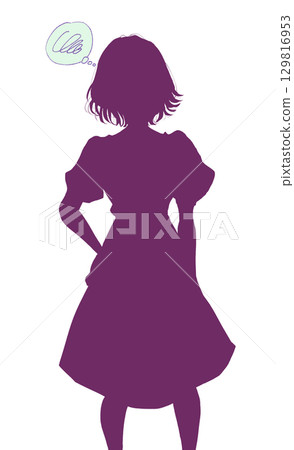 Troubled woman silhouette 129816953