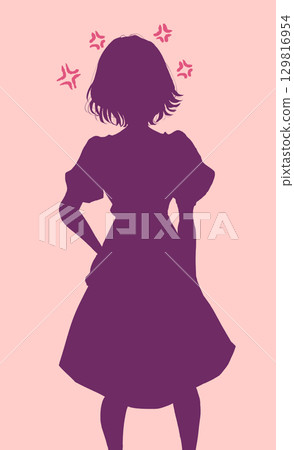 憤怒的女人惱火的標記剪影 憤怒的女人惱火的標記剪影 129816954