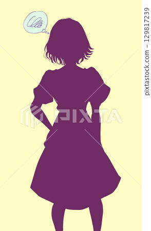 Troubled woman silhouette 129817239