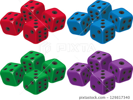 Set of stacked dice - black ball 129817340