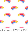 Seamless childish pattern with cute rainbow and star. Creative kids texture for design, fabric, wrapping, textile, wallpaper, apparel. Vector flat illustration. 129817356