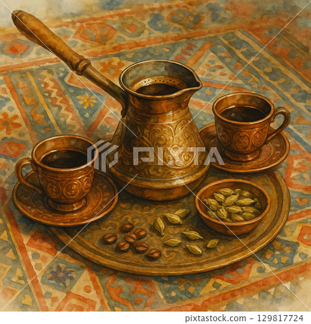 中東陶器與香料畫|手繪銅鍋與豆腐的異國風情 中東陶器與香料畫|手繪銅鍋與豆腐的異國風情 129817724