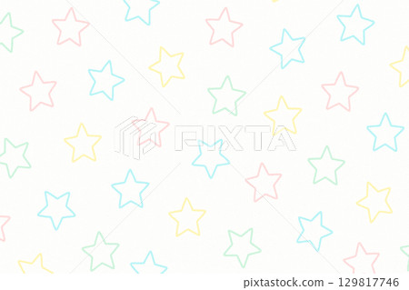 白色背景上柔和的手繪星形邊框圖案 129817746