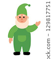 Green Garden Gnome. Vector flat illustration. 129817751