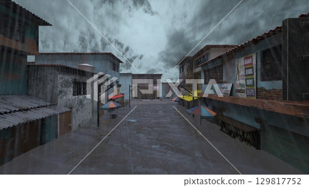 ruined city landscape 129817752