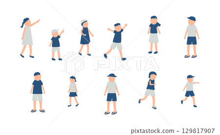 Illustration set of children spending summer Illustration set of children spending summer 129817907