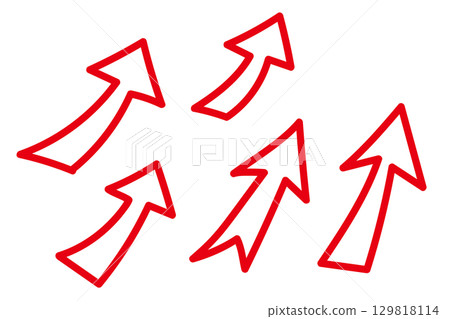 Vector hand-drawn arrow icon set red Vector hand-drawn arrow icon set red 129818114