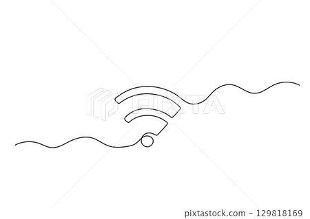 Wifi one continuous line isolated illustration. Hand drawn doodle vector sketch 129818169