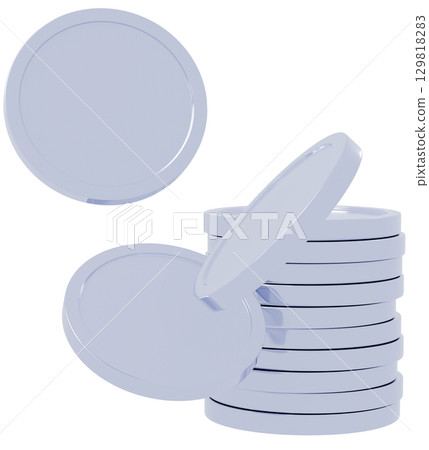 3D Stacked Coins Silver 129818283