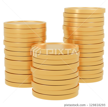 3D Stacked Coins Gold 129818293