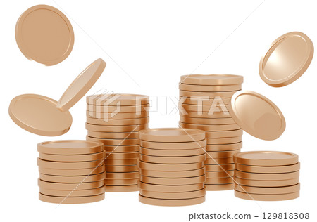 3D Stacked Coins Gold 129818308