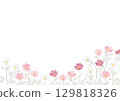 Watercolor-style three-color cosmos frame (horizontal) 129818326