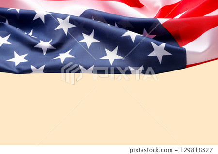 American flag waves gently capturing the spirit of Labor Day 129818327
