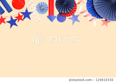 Colorful decorations showcase patriotic themes and festive spirit 129818338