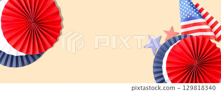 Colorful red white and blue decorations for Labor Day festivities 129818340