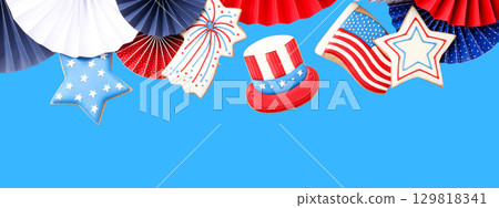 Colorful decorations for Labor Day festivities are displayed 129818341