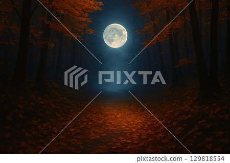 Dream Passage.A Moonlit Gateway Through Autumn 129818554
