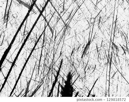 Abstract black and white texture with intersecting lines resembling chaotic brush strokes on a white background 129818572