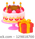 Birthday cake and present 129818700