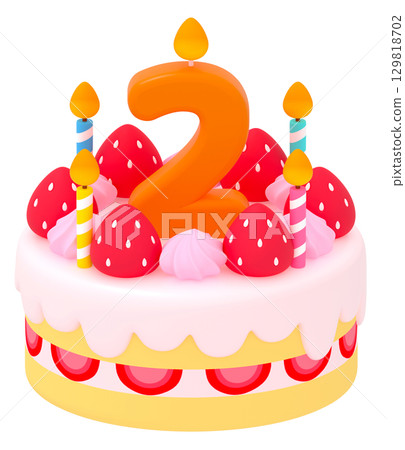 Birthday cake with number 2 129818702